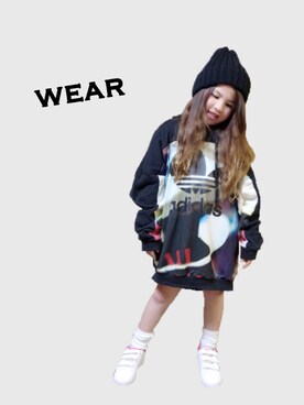 「AZUL by moussy（アズールバイマウジー）のアイテム（ニットキャップ/ビーニー）」を使った、Himeさん（キッズ・120cm）の春コーディネート
