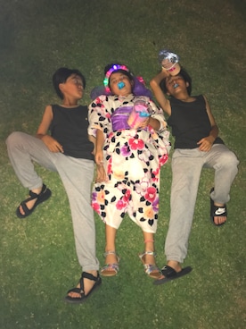 「cotton candy（コットンキャンディ）のアイテム」を使った、Himeさん（キッズ・123cm）の夏コーディネート