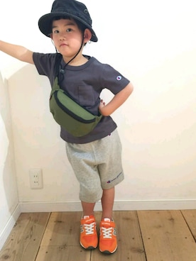 「Champion（チャンピオン）のアイテム」を使った、nini.kikiさん（キッズ・110cm）の春コーディネート