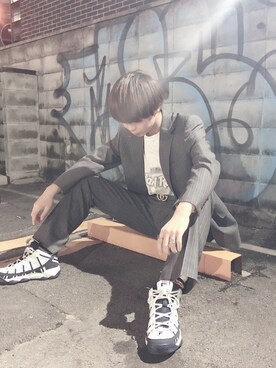 「古着好きな人と繋がりたい」｜「アイテム（セットアップ）」を使った、りむさん（メンズ・177cm）の秋コーディネート