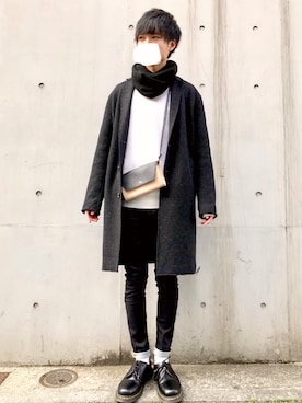 「Yohji Yamamoto（ヨウジヤマモト）のアイテム（ショルダーバッグ）」を使った、こめさん（メンズ・177cm）の冬コーディネート