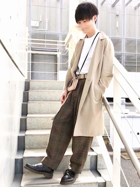 「Yohji Yamamoto（ヨウジヤマモト）のアイテム（ショルダーバッグ）」を使った、こめさん（メンズ・177cm）の春コーディネート