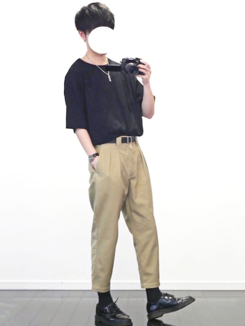 こめ|LIDNMのチノパンツを使ったコーディネート - WEAR 【送料0円】 Dickies × (BLACK) M テーパードステッチパンツ LIDNM チノパン