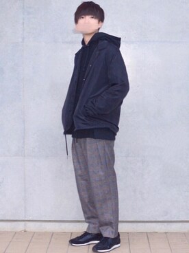 「グレンチェック」｜「アイテム（その他アウター）」を使った、こめさん（メンズ・177cm）の冬コーディネート