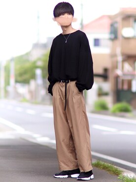 「Lui's（ルイス）のナローベルト（ベルト）」を使った、こめさん（メンズ・177cm）の夏コーディネート