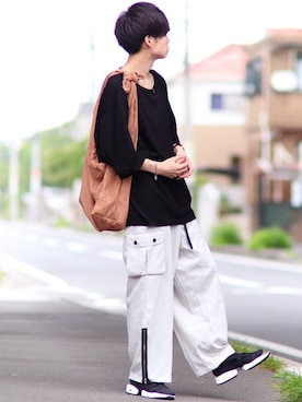 「Lui's（ルイス）のナローベルト（ベルト）」を使った、こめさん（メンズ・177cm）の夏コーディネート