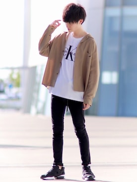 「Lui's（ルイス）のナローベルト（ベルト）」を使った、こめさん（メンズ・177cm）の夏コーディネート