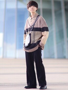 「YON（ヨン）のアイテム（トップス）」を使った、こめさん（メンズ・177cm）の秋コーディネート