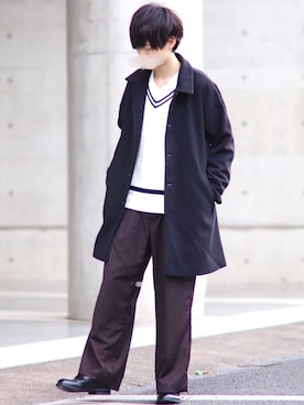 「アイテム（ステンカラーコート）」を使った、こめさん（メンズ・177cm・20代）の秋コーディネート