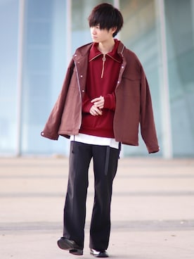 「Lui's（ルイス）のナローベルト（ベルト）」を使った、こめさん（メンズ・177cm）の秋コーディネート