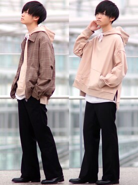 「INTER FACTORY（インターファクトリー）のWEARISTA Suzu × INTER FACTORY　ヨーク付きステッチパーカー（パーカー）」を使った、こめさん（メンズ・177cm）の冬コーディネート