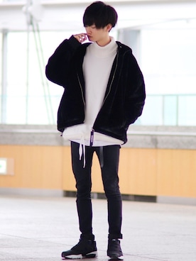 「Lui's（ルイス）のナローベルト（ベルト）」を使った、こめさん（メンズ・177cm）の冬コーディネート