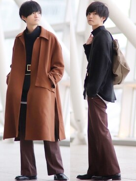 「アイテム（ステンカラーコート）」を使った、こめさん（メンズ・177cm・20代）の冬コーディネート