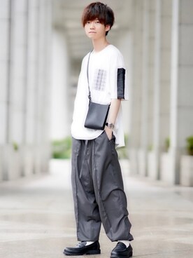 「Lui's（ルイス）のナローベルト（ベルト）」を使った、こめさん（メンズ・177cm）の夏コーディネート