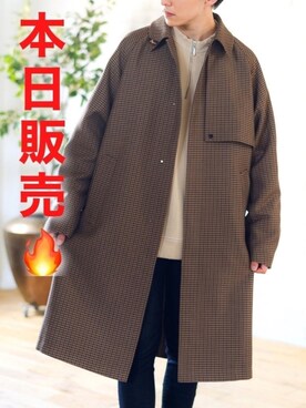 「アイテム（ステンカラーコート）」を使った、こめさん（メンズ・177cm・20代）の秋コーディネート