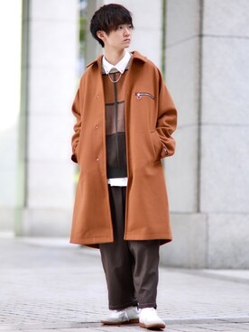 「アイテム（ステンカラーコート）」を使った、こめさん（メンズ・177cm・20代）の秋コーディネート