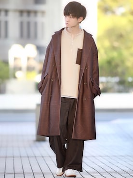 「アイテム（チェスターコート）」を使った、こめさん（メンズ・177cm）の秋コーディネート