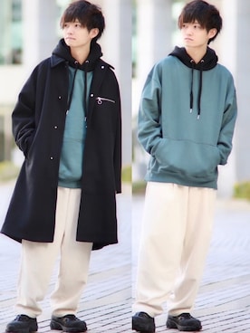 「アイテム（ステンカラーコート）」を使った、こめさん（メンズ・177cm・20代）の秋コーディネート