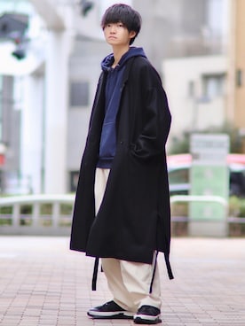「アイテム（チェスターコート）」を使った、こめさん（メンズ・177cm）の冬コーディネート
