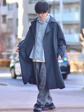 「アイテム（トレンチコート）」を使った、こめさん（メンズ・177cm）の冬コーディネート