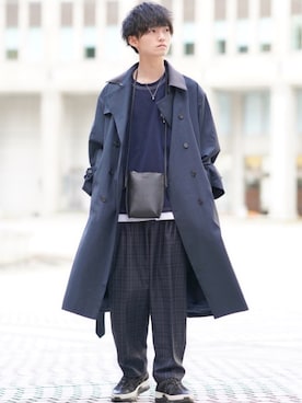 「アイテム（トレンチコート）」を使った、こめさん（メンズ・177cm）の冬コーディネート