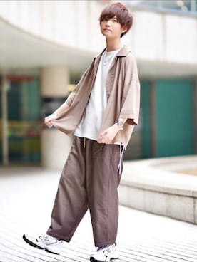 「オーバーシャツ」｜「アイテム（その他）」を使った、こめさん（メンズ・177cm）の春コーディネート