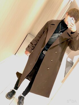 「PUBLIC TOKYO（パブリックトウキョウ）のアイテム（チェスターコート）」を使った、YUUKI【相互フォロー】さん（メンズ・175cm）の冬コーディネート