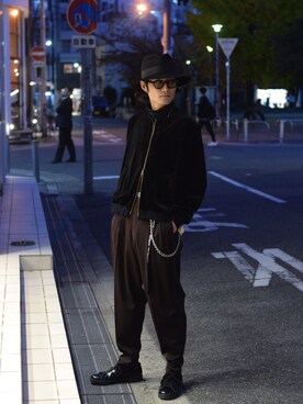 「MYne（マイン）のアイテム（ブルゾン）」を使った、koji kamiyaさん（メンズ・182cm）の春コーディネート