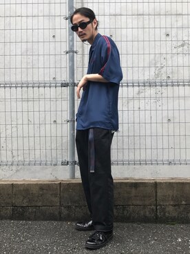 「MYne（マイン）のアイテム（シューズ）」を使った、koji kamiyaさん（メンズ・182cm）の春コーディネート