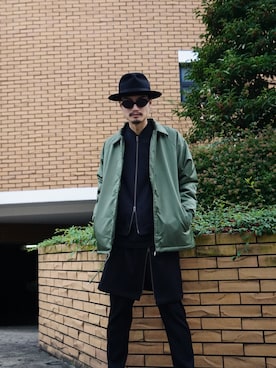 「MYne（マイン）のアイテム（ノーカラージャケット）」を使った、koji kamiyaさん（メンズ・182cm）の秋コーディネート