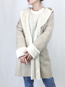 「寒い」｜「アイテム（ムートンコート）」を使った、naruminowear14さん（レディース・163cm）の冬コーディネート