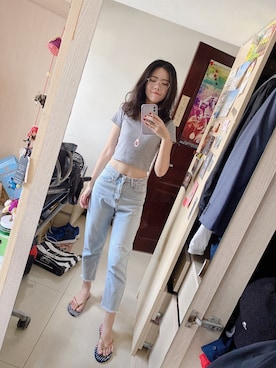 「5（ファイブ）のアイテム（パンツ）」を使った、Licaさん（レディース・165cm）の夏コーディネート