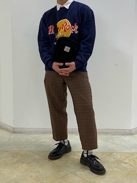 「UNIQLO（ユニクロ）のアイテム（シャツ/ブラウス、ホワイト系）」を使った、スパイラル綿棒さん（メンズ・160cm）の秋コーディネート