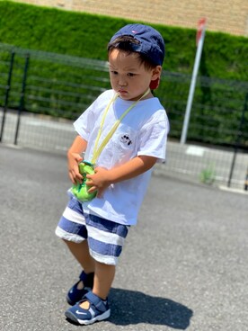 「TOMMY HILFIGER（トミーヒルフィガー）のアイテム（帽子）」を使った、♡Yoshie*s♡さん（キッズ・90cm）の夏コーディネート