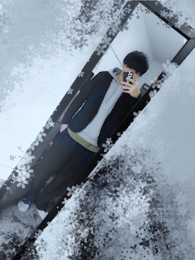 「UNIQLO（ユニクロ）のアイテム（ノーカラージャケット、ブラック系）」を使った、👻りゅうちゃん👻さん（メンズ・168cm）の夏コーディネート