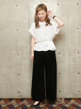 「alcali（アルカリ）のアイテム」を使った、alcali/Soffittoさん（レディース・161cm）の春コーディネート