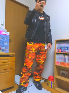 「SPINNS（スピンズ）のアイテム（ライダースジャケット）」を使った、トッキーさん（メンズ・170cm）の秋コーディネート