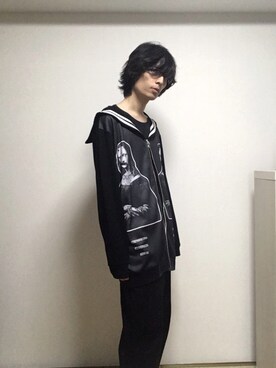 「MANIERA（マニエラ）のアイテム（チノパンツ、ブラック系）」を使った、く⭐️まさん（メンズ・178cm）の秋コーディネート