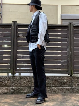 「Guess（ゲス）のアイテム（ハット）」を使った、anjiさん（メンズ・173cm）の秋コーディネート