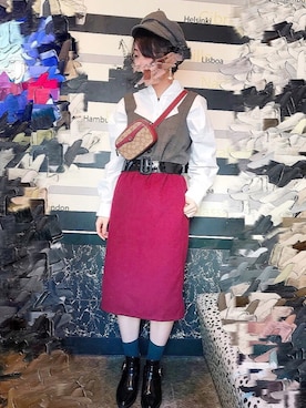 「PAGEBOY（ページボーイ）のアイテム（シャツワンピース）」を使った、まもさん（レディース・155cm）の冬コーディネート