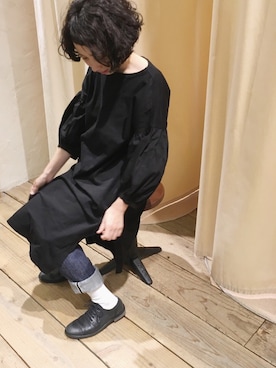 「アイテム（Tシャツ/カットソー、ブラック系）」を使った、hiroseさん（レディース・155cm）の春コーディネート