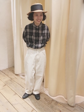 「アイテム（ハット、イエロー系）」を使った、hiroseさん（レディース・155cm）の夏コーディネート