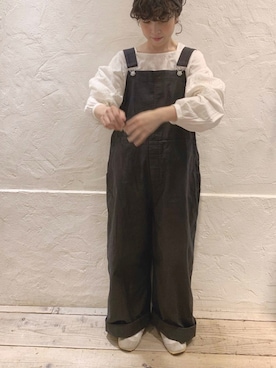 「アイテム（オールインワン・サロペット）」を使った、hiroseさん（レディース・155cm）の春コーディネート