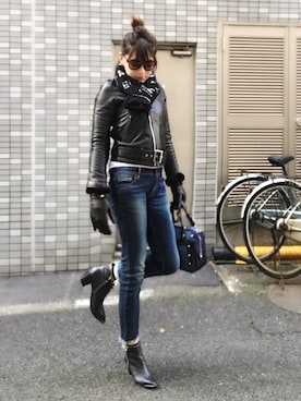 「Ungrid（アングリッド）のインディゴフレイドヘムストスリ（デニムパンツ）」を使った、大沢ルセリさん（レディース・167cm）の春コーディネート