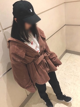 「抜き襟」｜「アイテム（ジャケット/アウター）」を使った、りりかは低身長 。さん（レディース・152cm）の春コーディネート