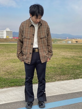 「スリット」｜「アイテム（その他アウター）」を使った、takatoさん（メンズ・165cm）の冬コーディネート