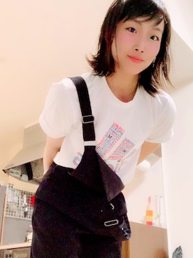 「黒サロペット」｜mieさん（レディース・157cm）の夏コーディネート