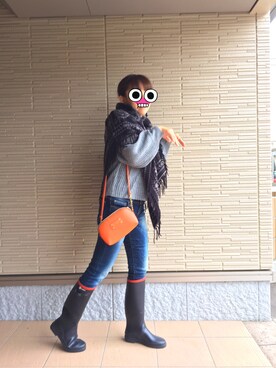 「OSMOSIS（オズモーシス）のアイテム（ポンチョ）」を使った、junkoさん（レディース・153cm）の秋コーディネート