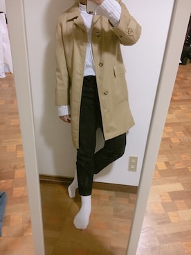 「おふるのアイテム（トレンチコート、ベージュ系）」を使った、ナホさん（レディース・162cm）の冬コーディネート