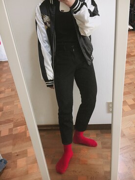 「おふるのアイテム（ジャケット/アウター、ブラック系）」を使った、ナホさん（レディース・162cm）の冬コーディネート